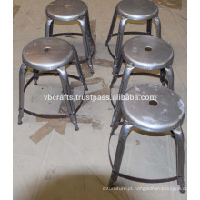 Vintage Industrial Metal Stool Antique Chrome Plated